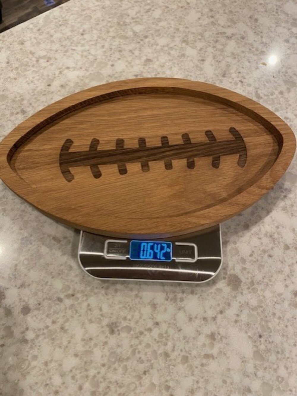 Board 07.19 Handcrafted Football-Shaped Oak Cutting Board
